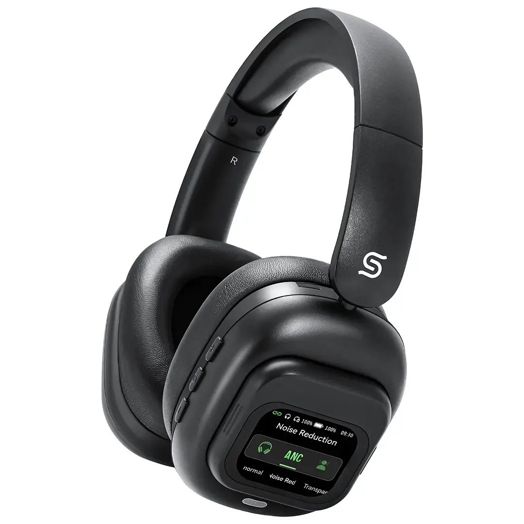 سماعات Porodo Soundtec Touchwave ANC مع شاشة لمس قابلة للفصل - أسود - الصورة 4