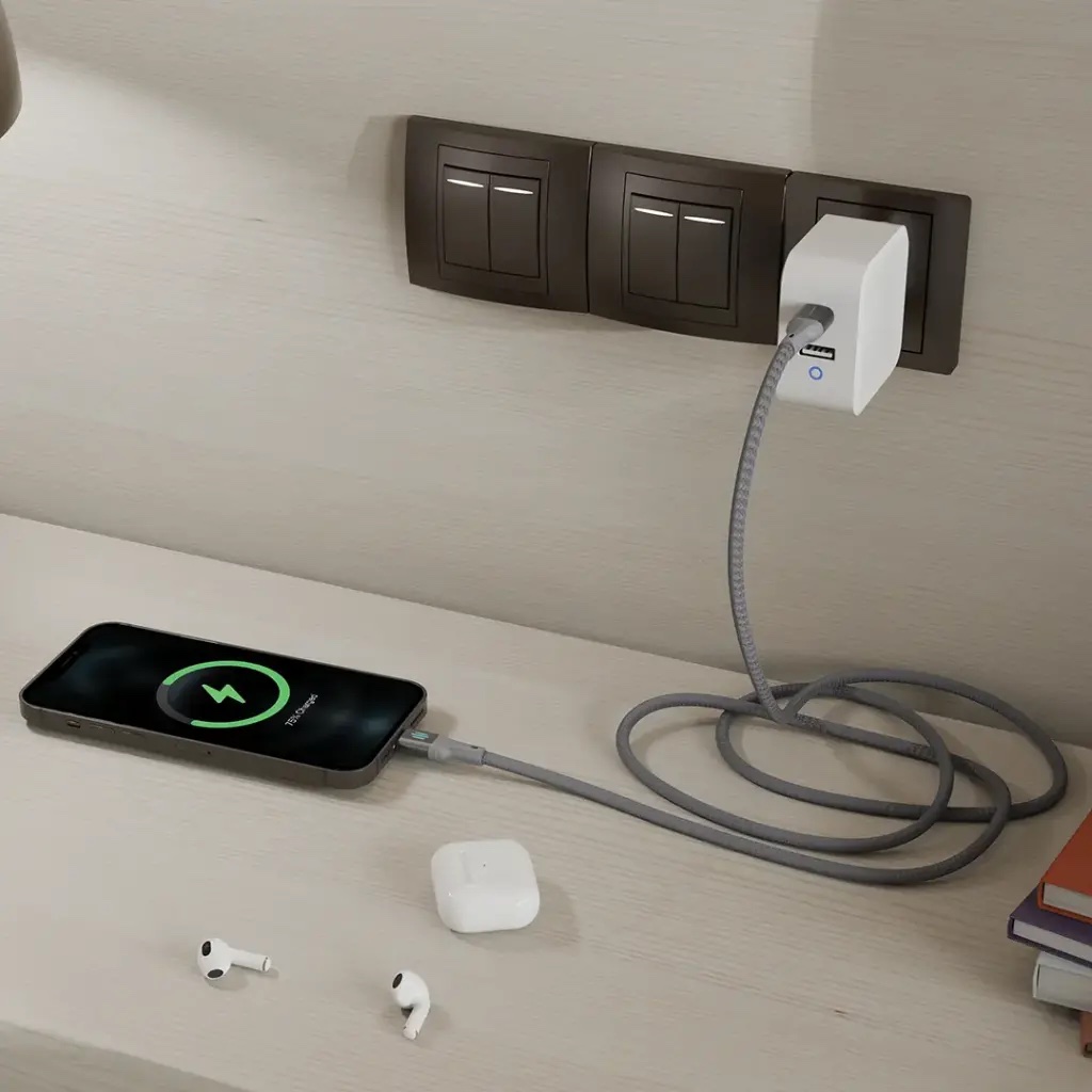 Porodo C TO C 60W PD Charging & Data Cable 1M-Grey - Image 3