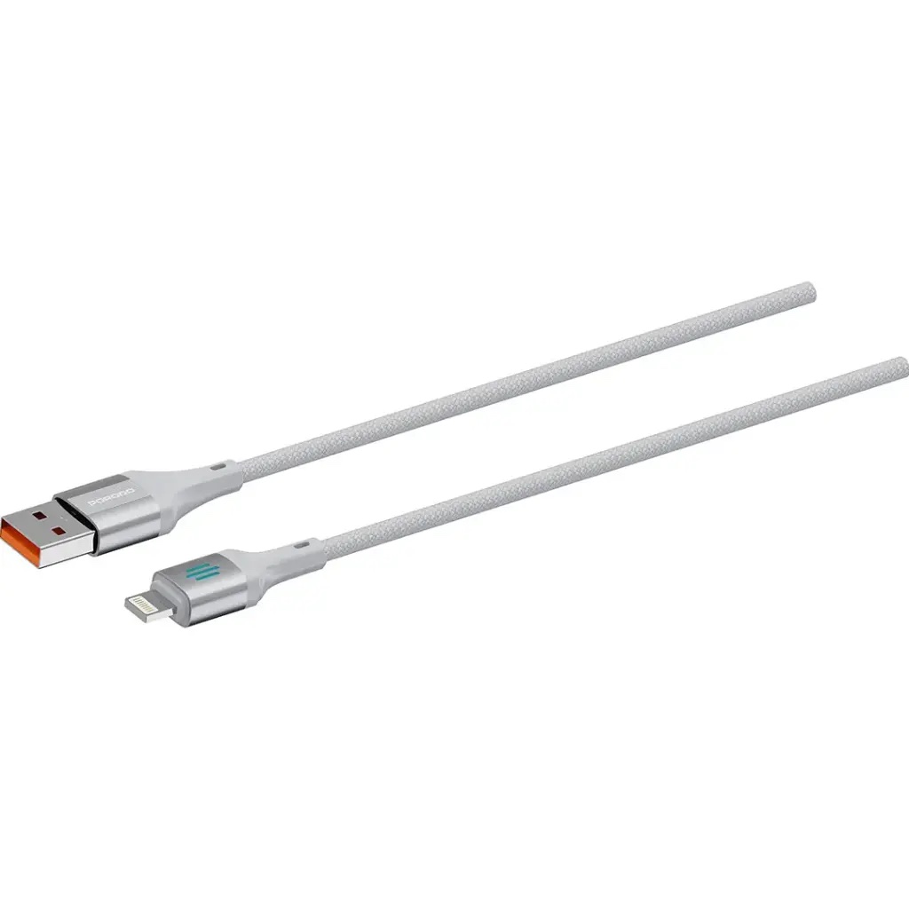 Porodo Usb-A TO Lightning Charging & Data Cable 1M-Silver - Image 2