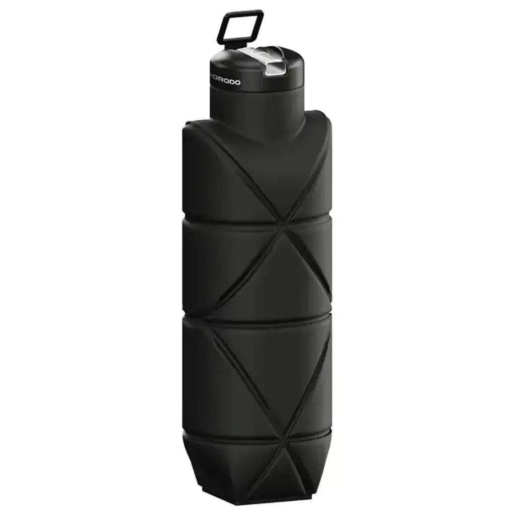 Lifestyle Fold-Flat Leakproof Silicone Bottle-Black