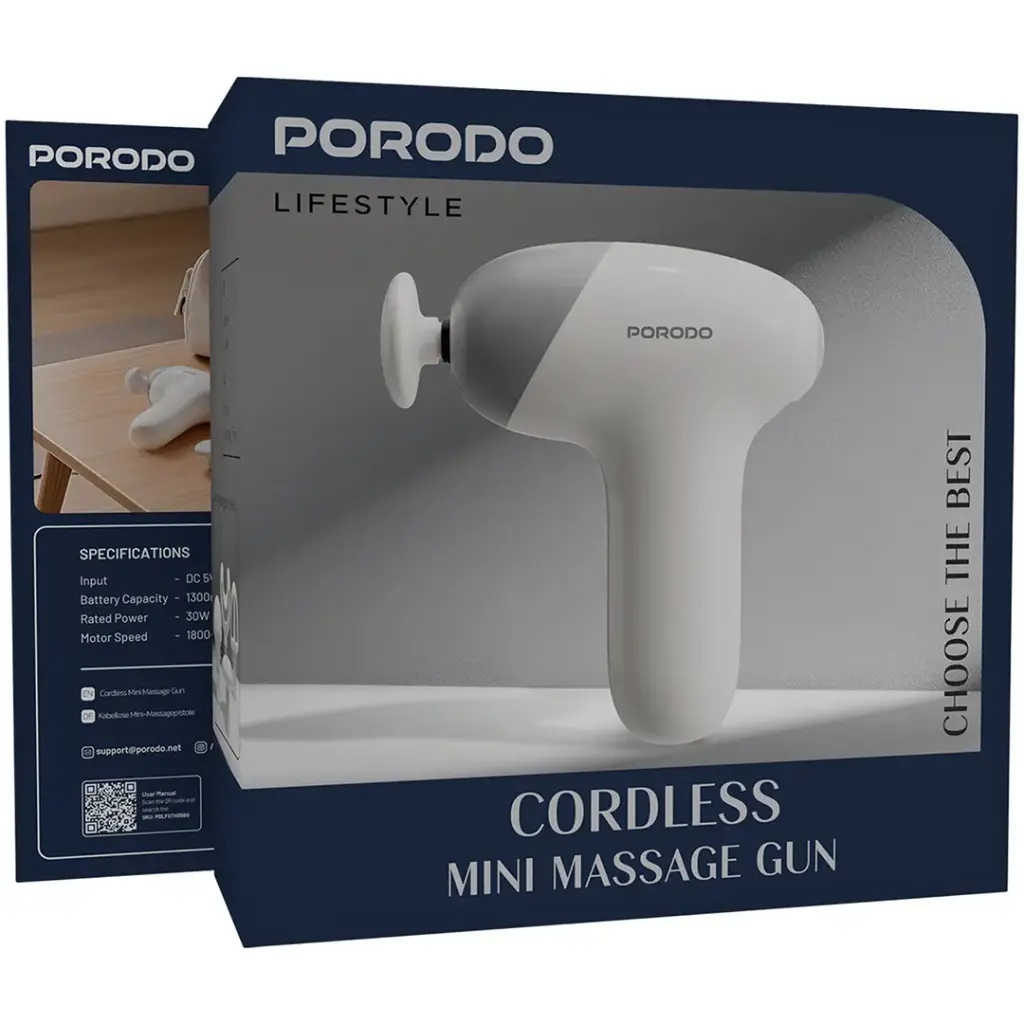 Porodo Lifestyle Cordless Mini Massage Gun -Beige - Image 4
