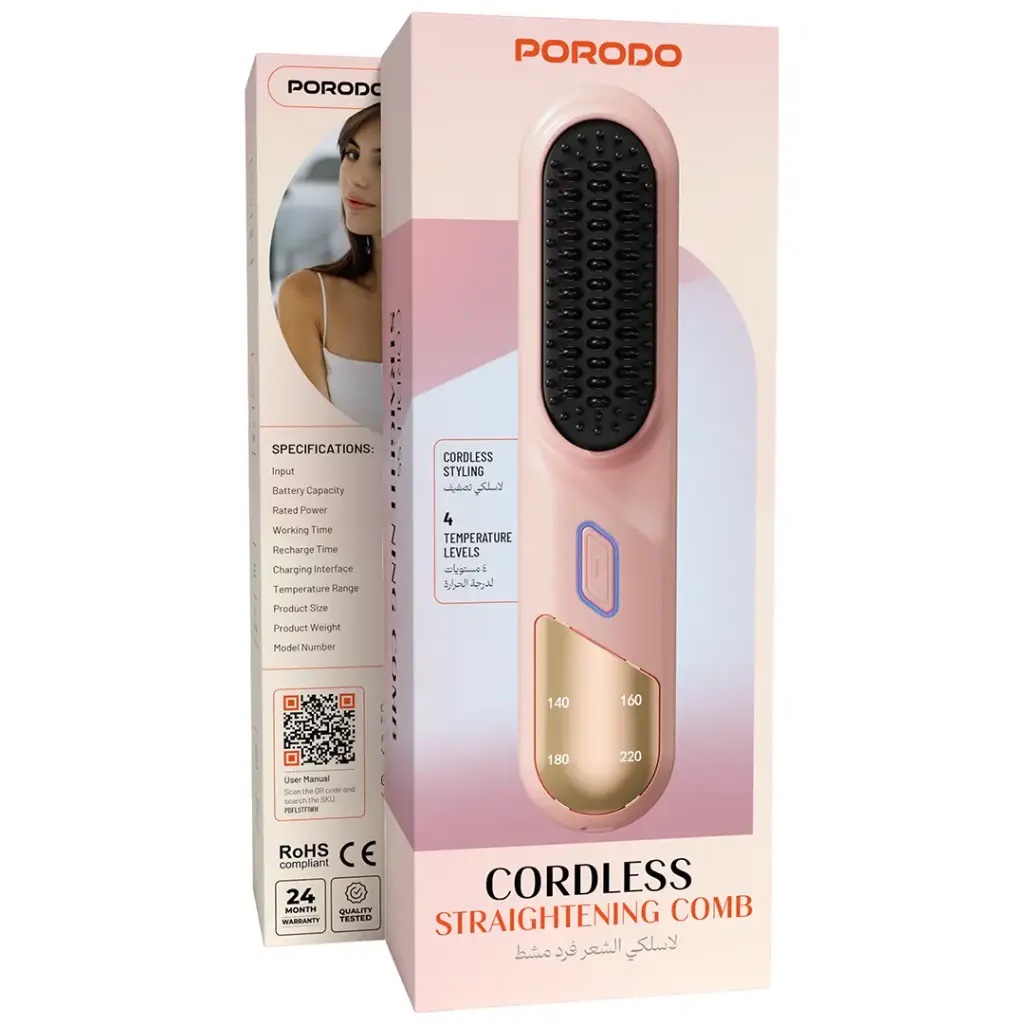Porodo Cordless Straightening Comb-Pink - Image 2