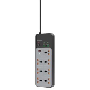 Porodo 3000W | 7AC Universal Power Strip with 6 USB Ports (4C+ 2A) -Gray