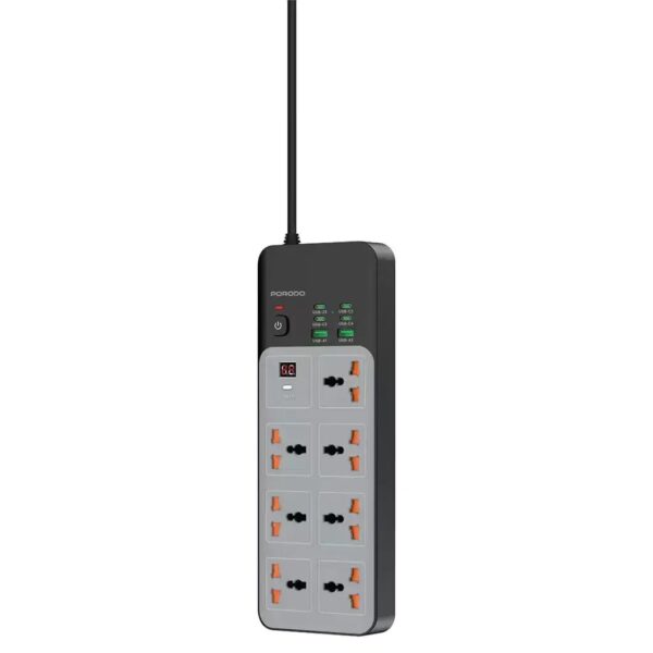 Porodo 3000W | 7AC Universal Power Strip with 6 USB Ports (4C
+ 2A) -Gray