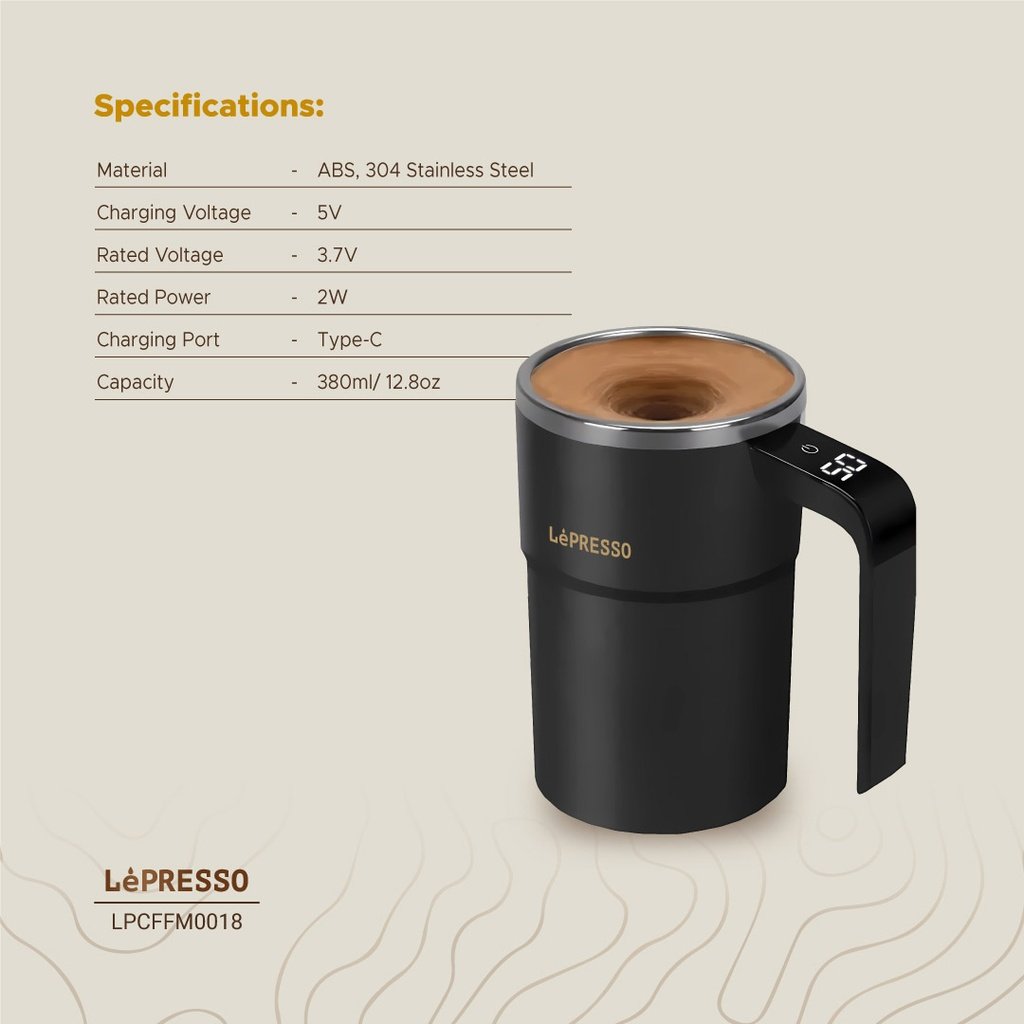 LePresso Stirmagic Auto Stirring Mug - Black - Image 8