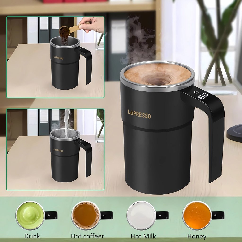 LePresso Stirmagic Auto Stirring Mug - Black - Image 9